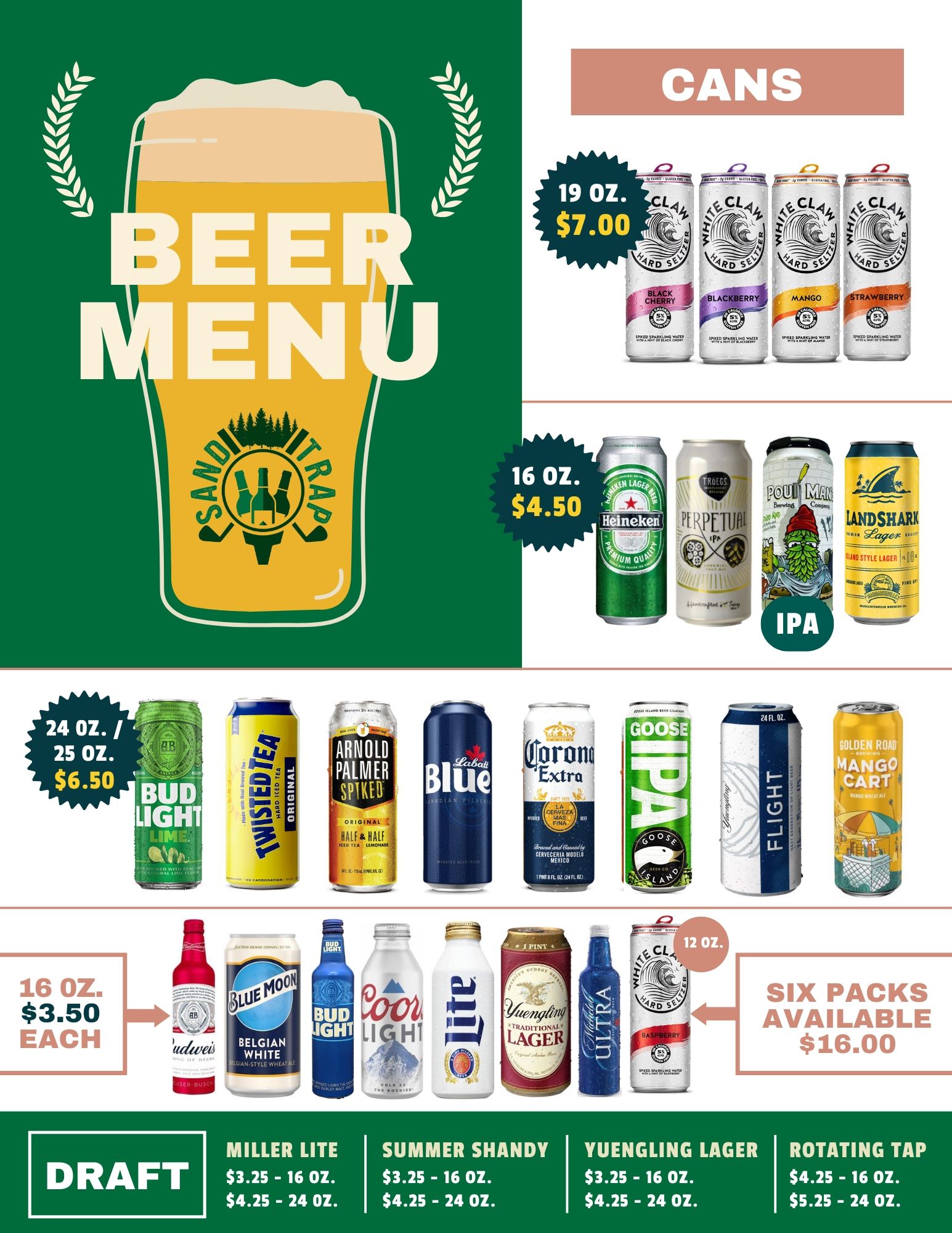 Sand Trap Beer Menu - Website